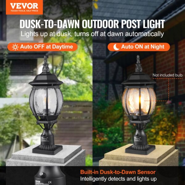 VEVOR 2 PCs Dusk to Dawn Outdoor Lamp Post Light Fixture 530 mm Pole Pier Mount