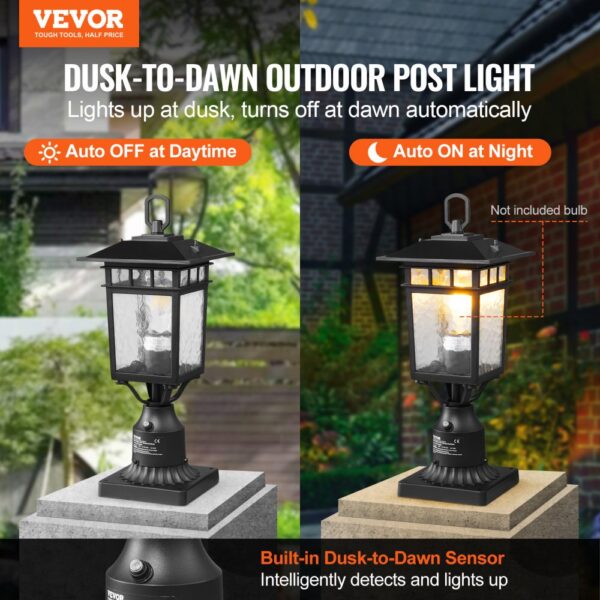 VEVOR 2 PCs Dusk to Dawn Outdoor Lamp Post Light Fixture 400 mm Pole Pier Mount