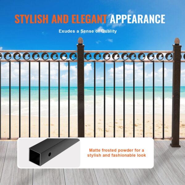 stylish VEVOR staircase metal balusters with a beach view, showcasing durability and elegant design.