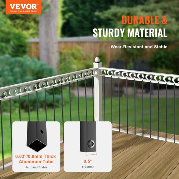 VEVOR metal balusters with 0.03" aluminum tube and 0.5" diameter in a durable, wear-resistant fence.