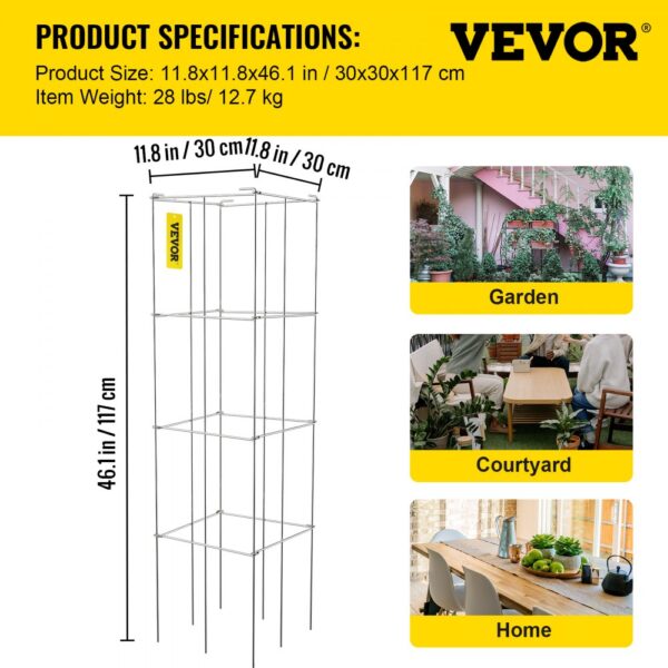 VEVOR tomato cages 46.1in tall, for garden, courtyard, and home use.