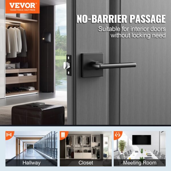 VEVOR passage door handle for interior doors, hallway, closet, and meeting room usage.