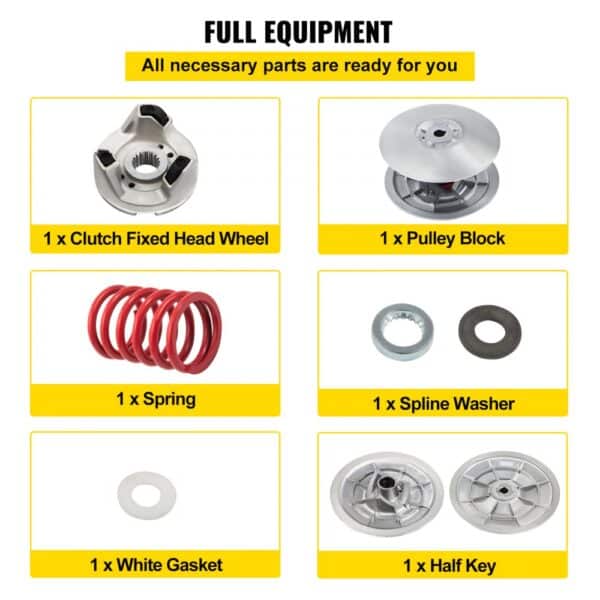 VEVOR golf cart clutch kit: clutch, pulley, spring, gasket, and more. full equipment.