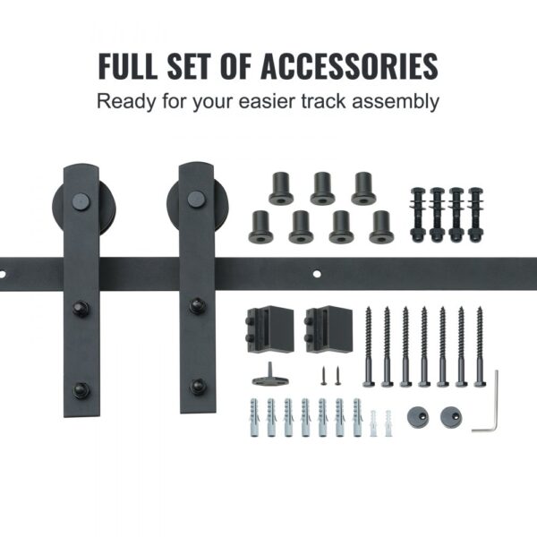 VEVOR sliding barn door hardware set with screws, brackets, and rollers for easy track assembly.