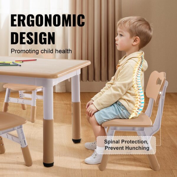 VEVOR kids table and chairs set with ergonomic design promoting child health, spinal protection included.