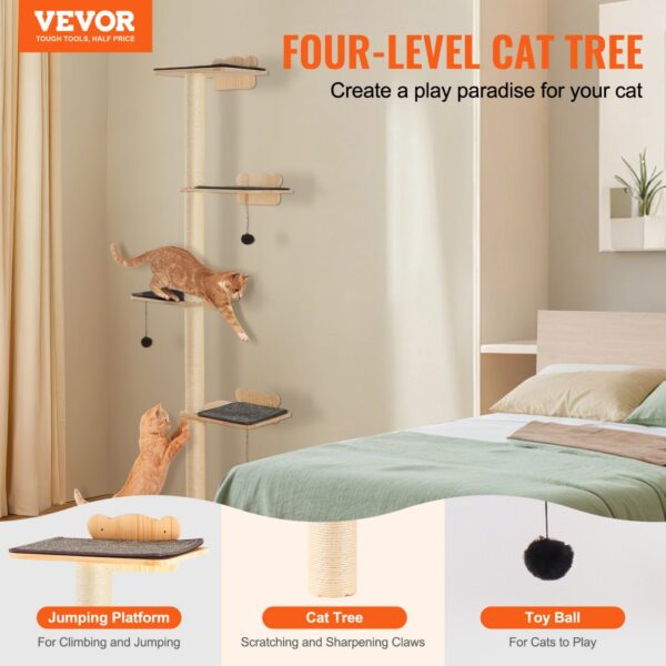 VEVOR Wall Mounted Cat Shelves Tree with Platform Tree-Shaped Cat Furniture