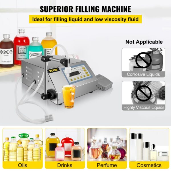 VEVOR Liquid Filling Machine 2-3500ml GFK-160 LCD Display Digital Control Pump Liquid Filler Machine Automatic Liquid Filling Machine