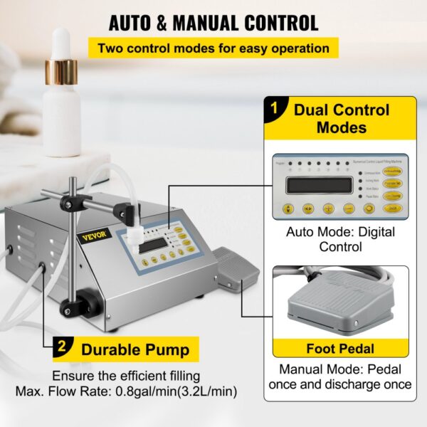 VEVOR Liquid Filling Machine 2-3500ml GFK-160 LCD Display Digital Control Pump Liquid Filler Machine Automatic Liquid Filling Machine