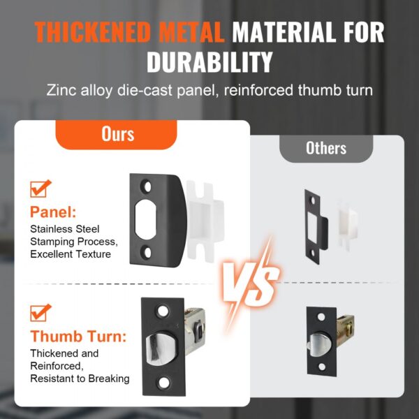 VEVOR front door handle set: durable zinc alloy, stainless steel panel, and reinforced thumb turn.