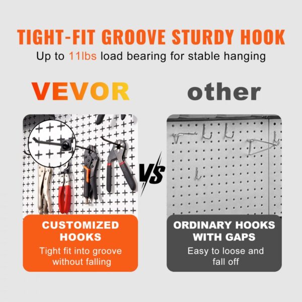 VEVOR Pegboard Wall Organizer 48" x 32", 495LBS Loading Garage Metal Pegboard Organizer Wall Mount, 37PCS Tool Storage Kit with 3 Peg Boards, Hooks, Storage Bins, Shelf Racks for Warehouse Garage Shop