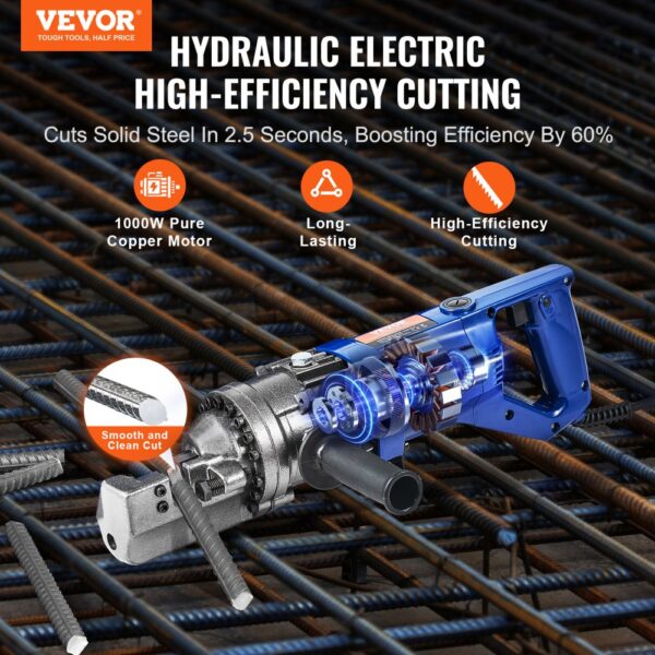 VEVOR 1000W Electric Hydraulic Rebar Cutter up to 5/8 Inch (4-16mm) #5 Rebar