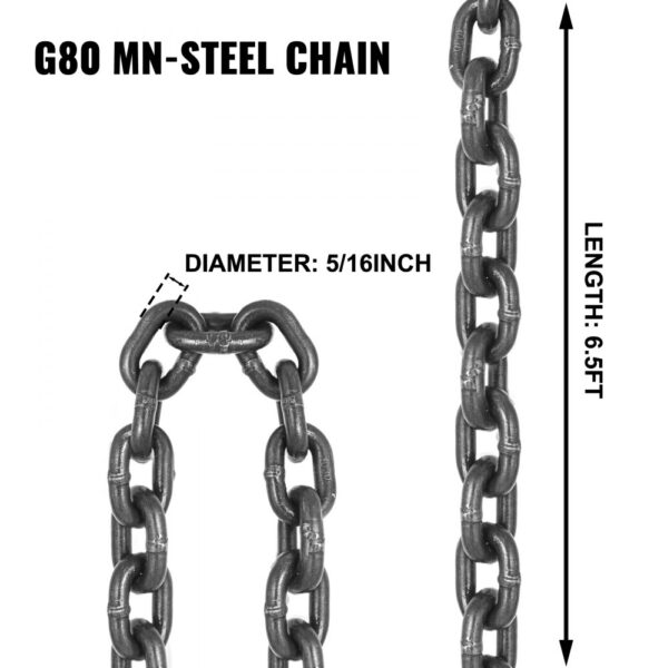 VEVOR 4 Legs Lifting Hook Chain Sling 2Mx8MM, 4T Lifting Chain Sling Legs Steel Factories Steel Powder Coating Lifting Chain High Temperature Resistance