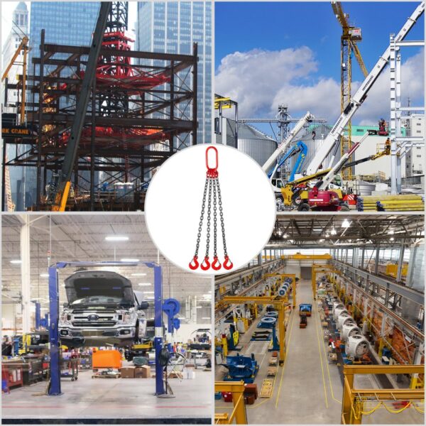 VEVOR 4 Legs Lifting Hook Chain Sling 2Mx8MM, 4T Lifting Chain Sling Legs Steel Factories Steel Powder Coating Lifting Chain High Temperature Resistance