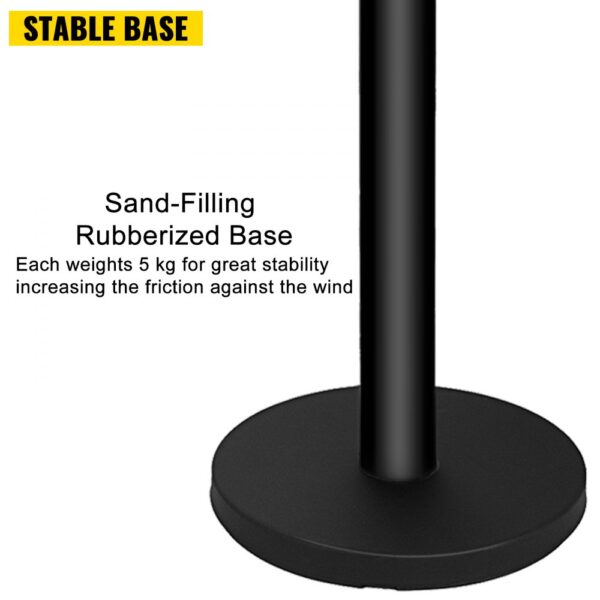 VEVOR stanchion post barriers with sand-filling rubberized base for stability.