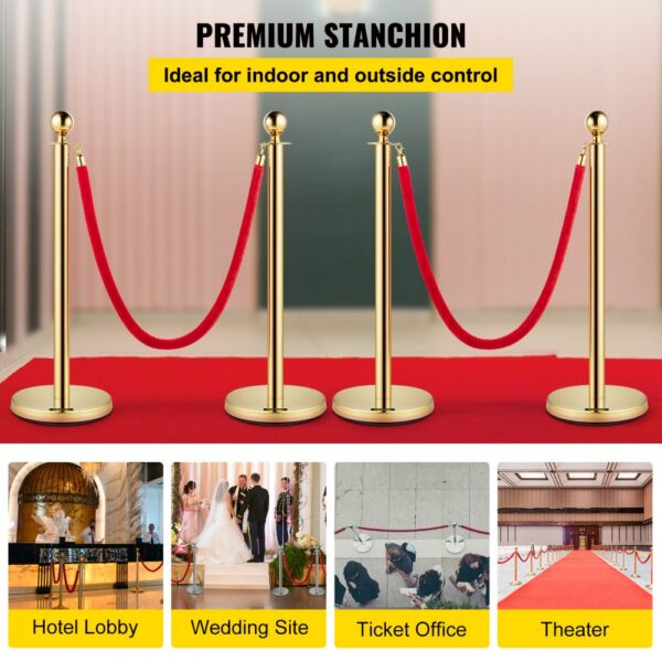 premium VEVOR stanchion posts with red ropes for hotel lobbies, weddings, offices, theaters.