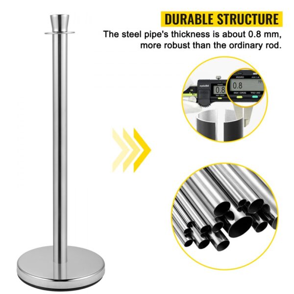 VEVOR crowd control stanchion with durable steel pipe, 0.8 mm thick, more robust.