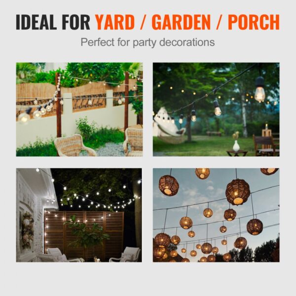 VEVOR vinyl coated wire rope kit for yard, garden, porch party decorations with string lights.