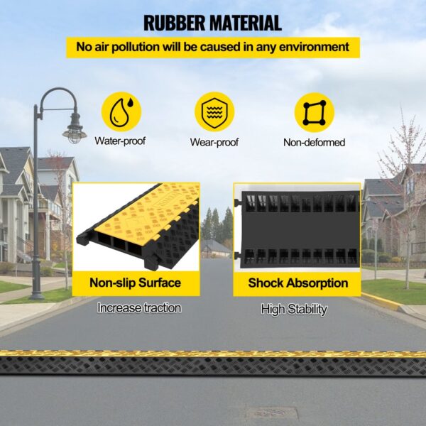 VEVOR cable protector ramps with non-slip surface and shock absorption features.