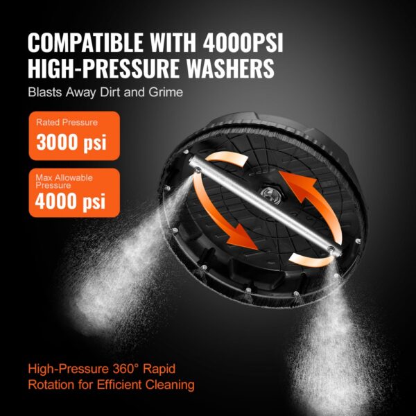 VEVOR 4000psi high-pressure washer attachment, 360° rotation for efficient cleaning.