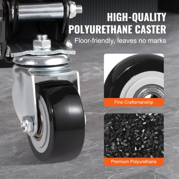 high-quality polyurethane VEVOR workbench caster wheels, floor-friendly, leaves no marks, durable materials.