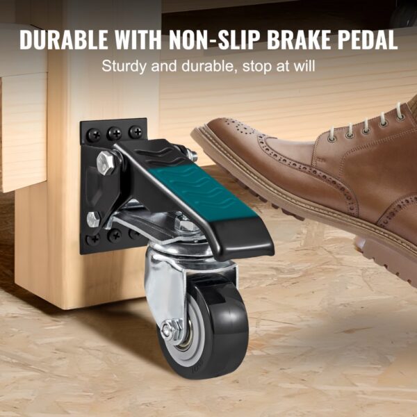 VEVOR workbench caster wheels with non-slip brake pedal and durable construction.