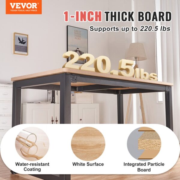 VEVOR Table Top, 55" x 27.6" x 1", 220.5 lbs Load Capacity, Universal One-Piece Particle Board Desktop for Height Adjustable Electric Standing Desk Frame, Rectangular Countertop for Home & Office Desk