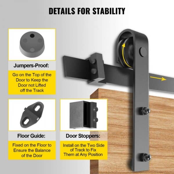 VEVOR Sliding Barn Door Hardware Kit, 12FT Barn Door Kit, 330LBS Load-bearing Double Barn Door Hardware Kit, Carbon Steel Barn Door Track, Darn door for 1.57-1.77" Thickness & 6FT Wide Door Panel