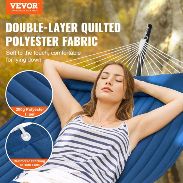 VEVOR double hammock in blue with double-layer quilted polyester fabric, perfect for relaxing outdoors