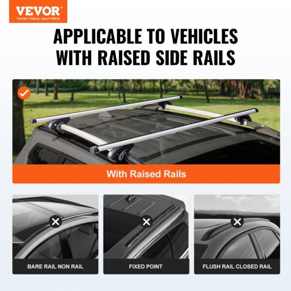 VEVOR Universal Roof Rack Crossbar 47.2" Length for Vehicle w/ Raised Side Rail