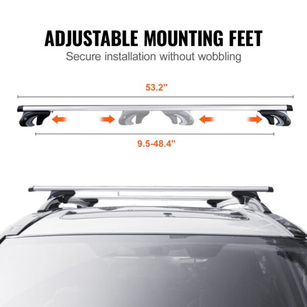 VEVOR Universal Roof Rack Crossbar 53.2" Length for Vehicle w/ Raised Side Rail