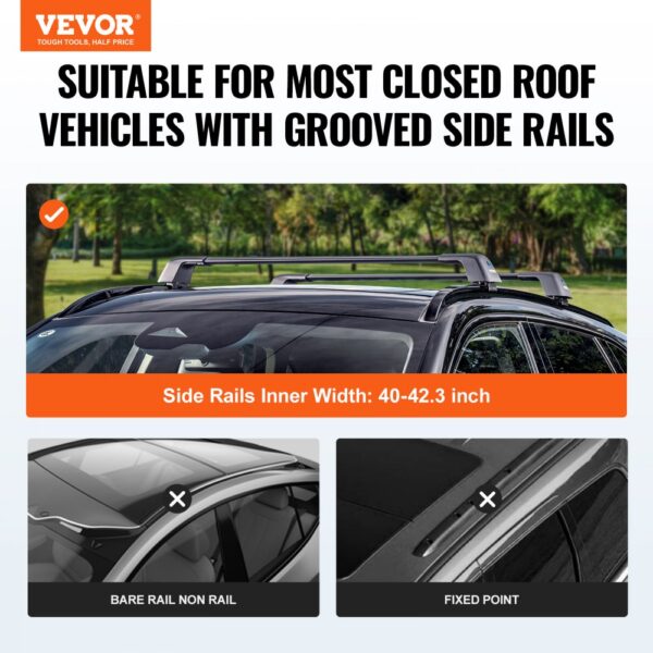 VEVOR Universal Roof Rack Crossbar Max 47.6" Fits Grooved Side Rails without Gap