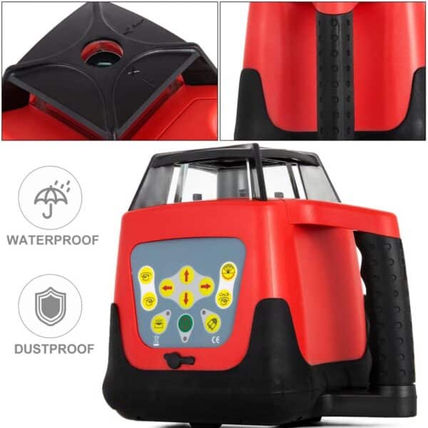 VEVOR Red Laser Level Rotary Self Leveling Measuring Automatic Rotating Red Beam with Receiver Remote Control Carrying Case