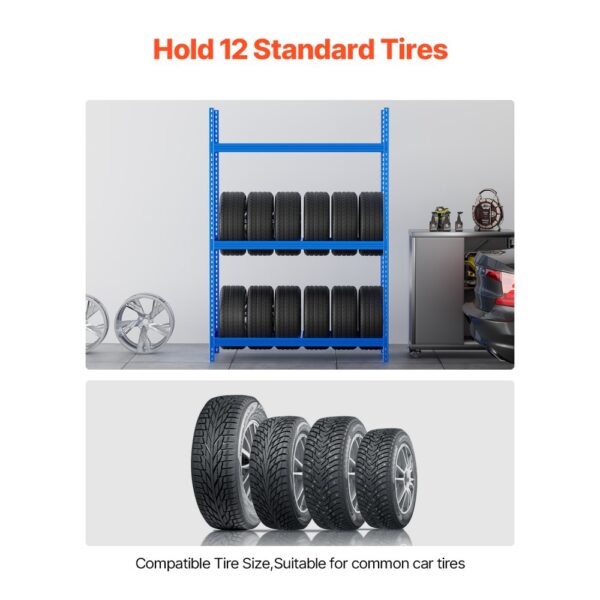 VEVOR Tire Storage Rack 2-Shelf Tire Holder Stand Holds up to 12 Standard Tires