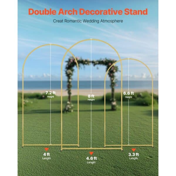 VEVOR Metal Arch Backdrop Stand Set of 3 Stand with Case Connection for Wedding