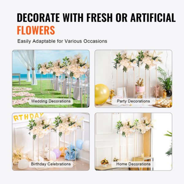 VEVOR wedding flower stand for versatile decorations: weddings, parties, birthdays, and home decor.