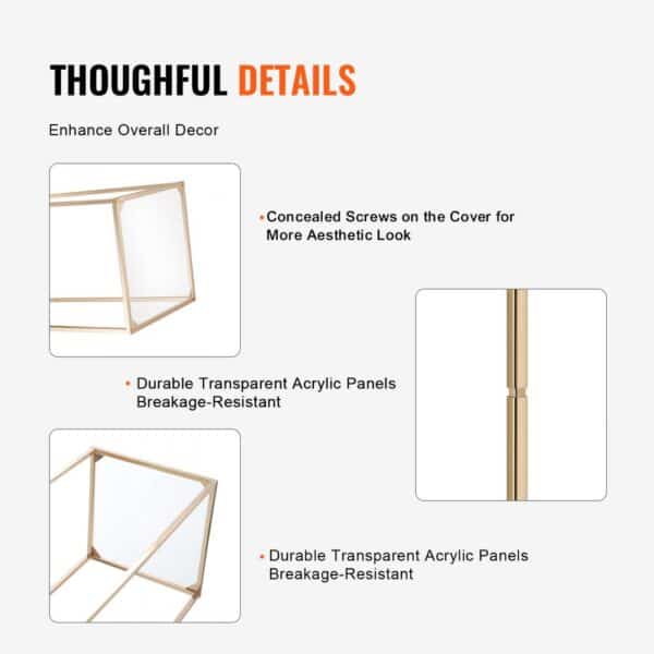 VEVOR wedding flower stand with durable transparent acrylic panels and concealed screws for a sleek look.