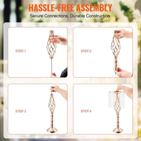 VEVOR 10PCS 55cm/21.65” Tall Crystal Wedding Flower Stand Vase for Party Decor