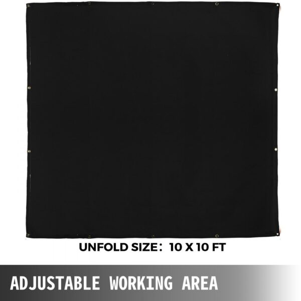 black VEVOR welding blanket, 10x10 ft, adjustable working area.