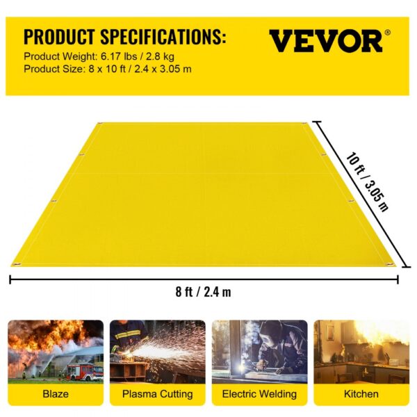 VEVOR welding blanket, 8x10 ft, for blaze, plasma cutting, electric welding, kitchen.