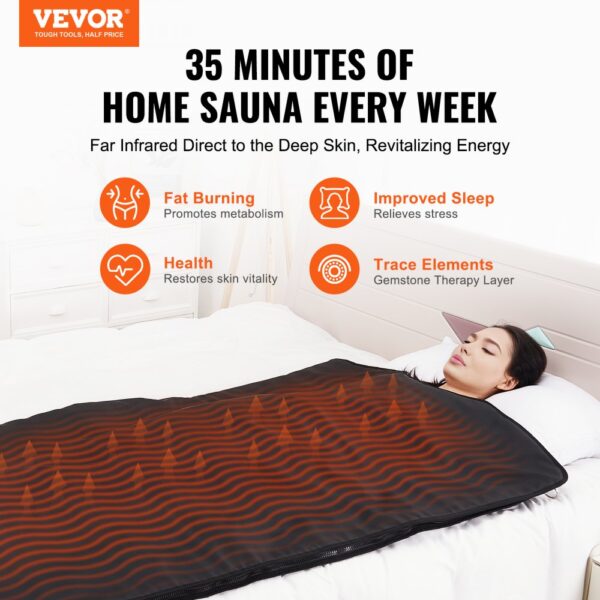 VEVOR Sauna Blanket Far Infrared Heating with Therapy Stones for Detox 75x35in