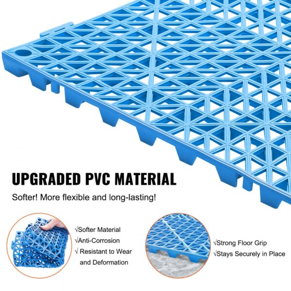 VEVOR interlocking drainage tiles made from upgraded pvc material, showcasing durability and flexibility.