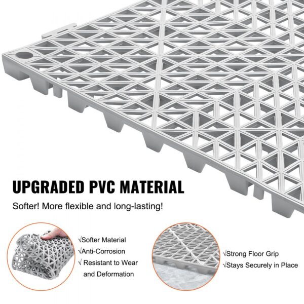 VEVOR modular interlocking cushion is made from upgraded pvc, offering flexibility, durability, and strong grip.