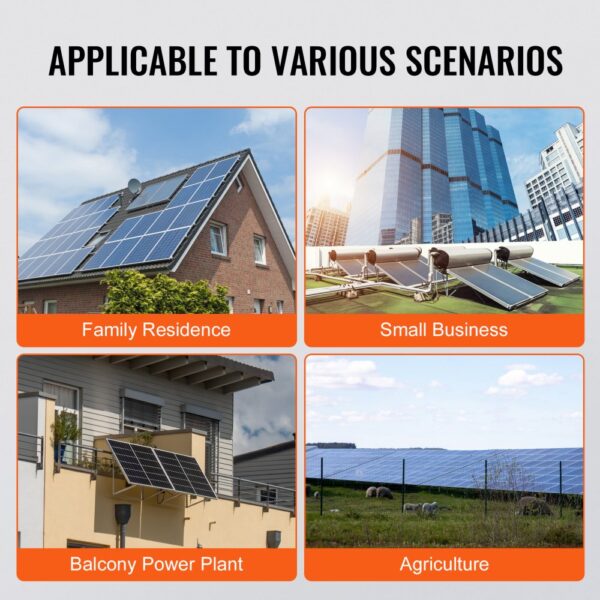 VEVOR Solar Grid Tie Micro Inverter 600W Waterproof IP67, Solar Micro Inverter Remote Monitoring via App and WIFI
