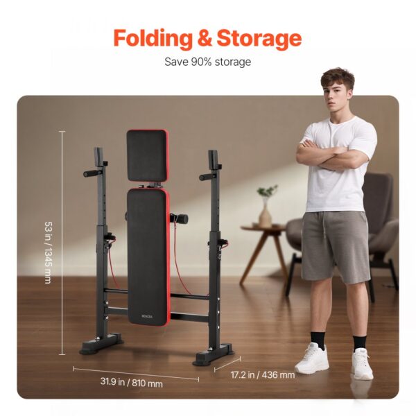 VEVOR Weight Bench Sit up Bench Home Gym Strength Training Adjustable Foldable