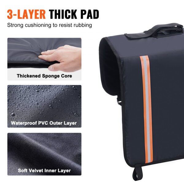 VEVOR tailgate pad with 3-layer thick pad, featuring a thickened sponge core, waterproof pvc outer layer, and soft velvet inner layer.