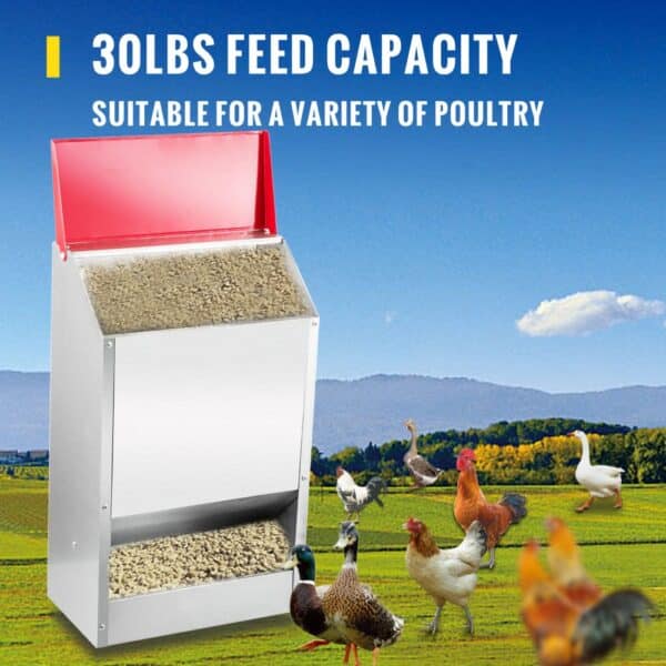 VEVOR galvanized poultry feeder with 30 lbs feed capacity for various poultry