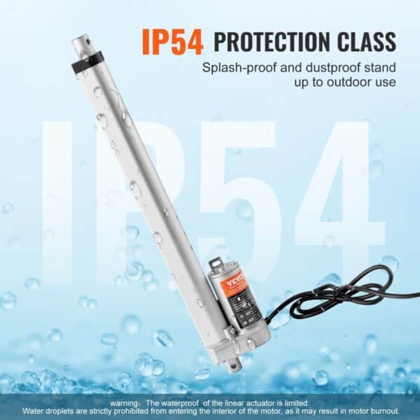 VEVOR Linear Actuator 12V 12 Inch High Load 330lbs/1500N 0.19"/s IP54 Protection