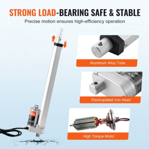 VEVOR Linear Actuator 12V 12 Inch High Load 330lbs/1500N 0.19"/s IP54 Protection