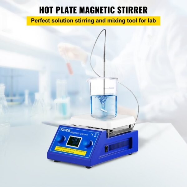 VEVOR Hotplate Magnetic Stirrer, 200-2000RPM Adjustable Speed, 5L Large Stirring Capacity w/ LED Display, Lab Magnetic Stirrer w/ Max 608°F/320°C Heating Temperature, for Lab Liquid Heating and Mixing