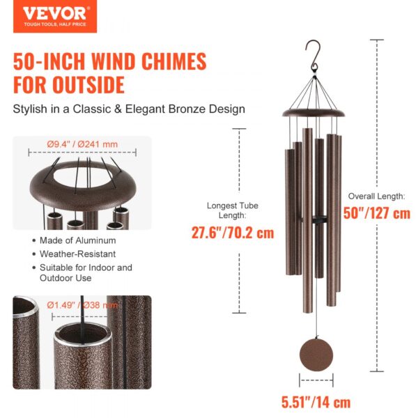 VEVOR Wind Chimes for Outside 1270 mm Aluminum Memorial Deep Tone Wind Chimes